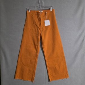 NWT Pistola Womens Orange Penny Crop High Rise Wide Leg Pants Size 30